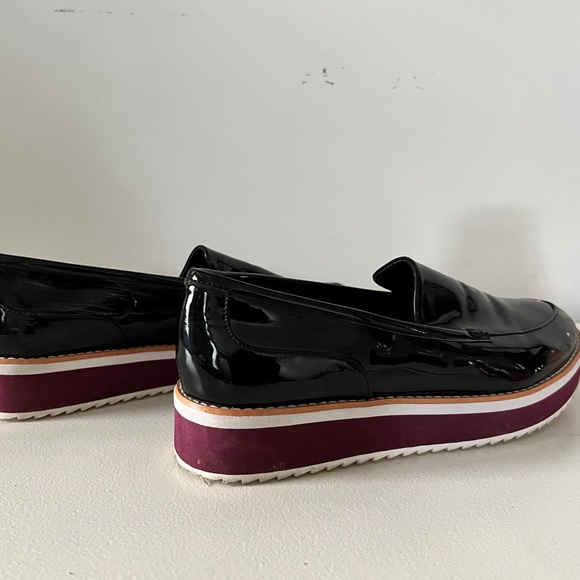 Platform pleather slides w/ purple stripe - Picture 4 of 6